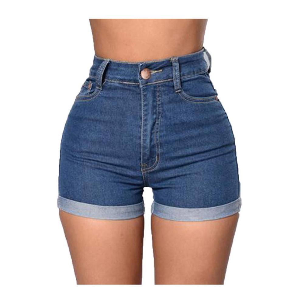 Sommer-Shorts für Damen Lässige Jeans im Used-Look mit Stretch und Aufschlag. Mid Rise Caprihose in Übergröße für den perfekten Sommer-Style. Casual Ripped Details und praktische Taschen