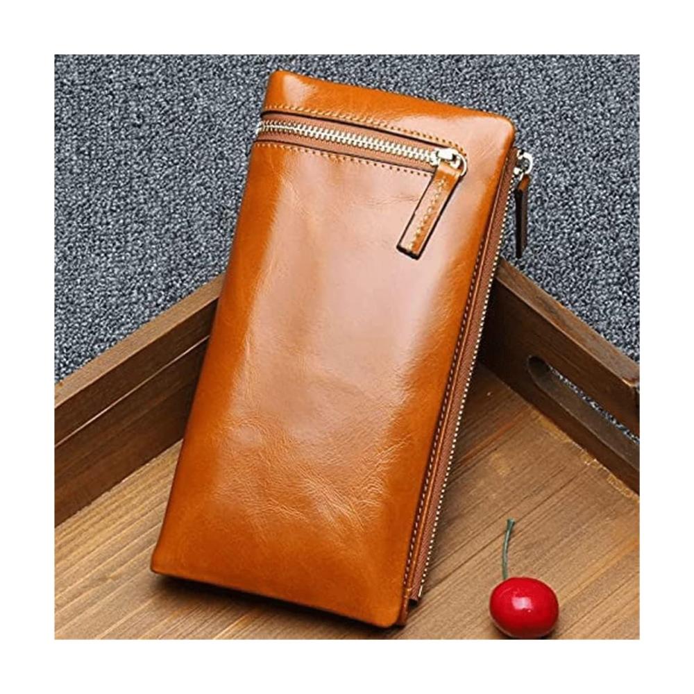 Einzigartige Damen Geldbörse aus echtem Leder stilvoll und geräumig. Klassisch und praktisch mit großem Kartenhalter und Vintage-Münzfach. Jetzt in Brown-1 Größe 8.5x19