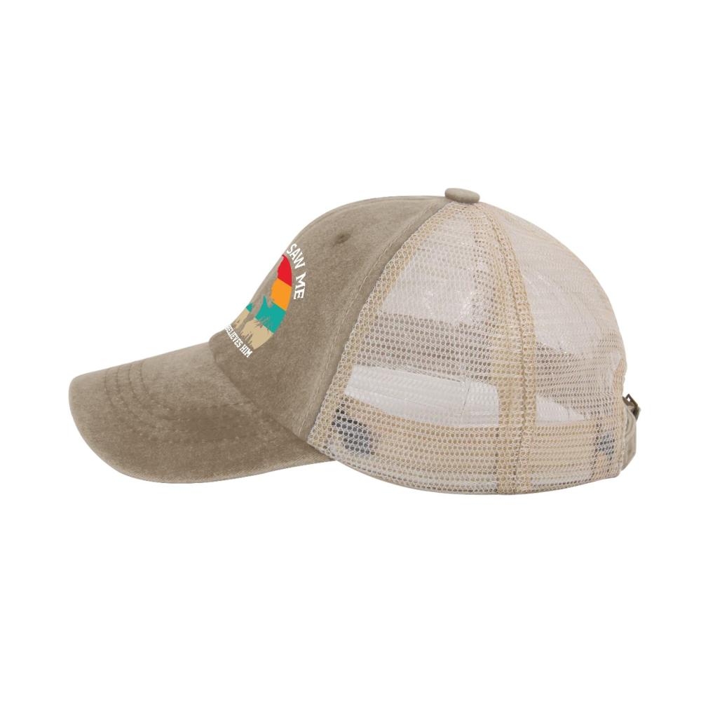 Bigfoot Baseball Caps mit Saw Me But Nobody Believes Him Motiv | Trucker-Hüte für Teenager | Retro-Snapbacks