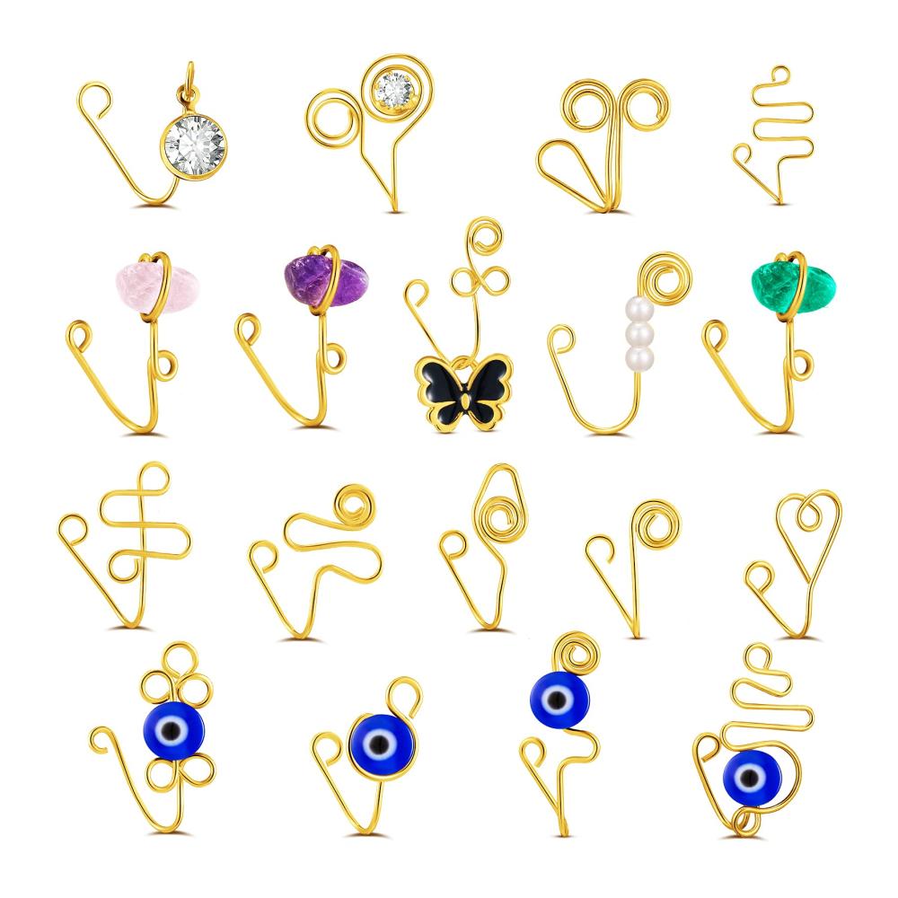 Entdecken Sie die Eleganz 18 Stück Gold-Nasenmanschetten und Ohrmanschetten - Nicht durchdringende Ringe für Frauen und Mädchen