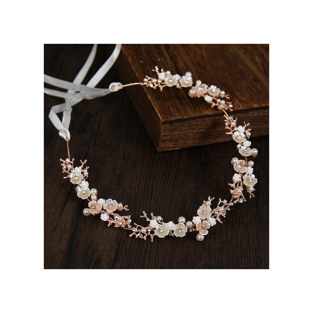 Erstaunliches Diadem! Perfekte Ergänzung für Hochzeiten & Events. Roségoldenes Stirnband mit Perlen & Kristallen. Exquisiter Brautschmuck. Jetzt sichern