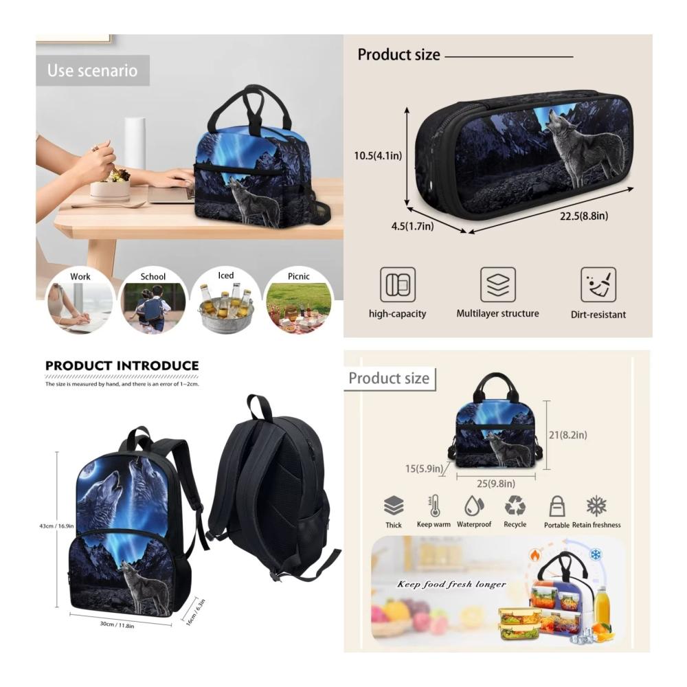 Ultimatives Schultaschen-Set Kinder-Rucksack Büchertaschen Lunchbox und Federmäppchen - Perfekte Geschenke für Schulanfänger! Jungen und Mädchen werden begeistert sein