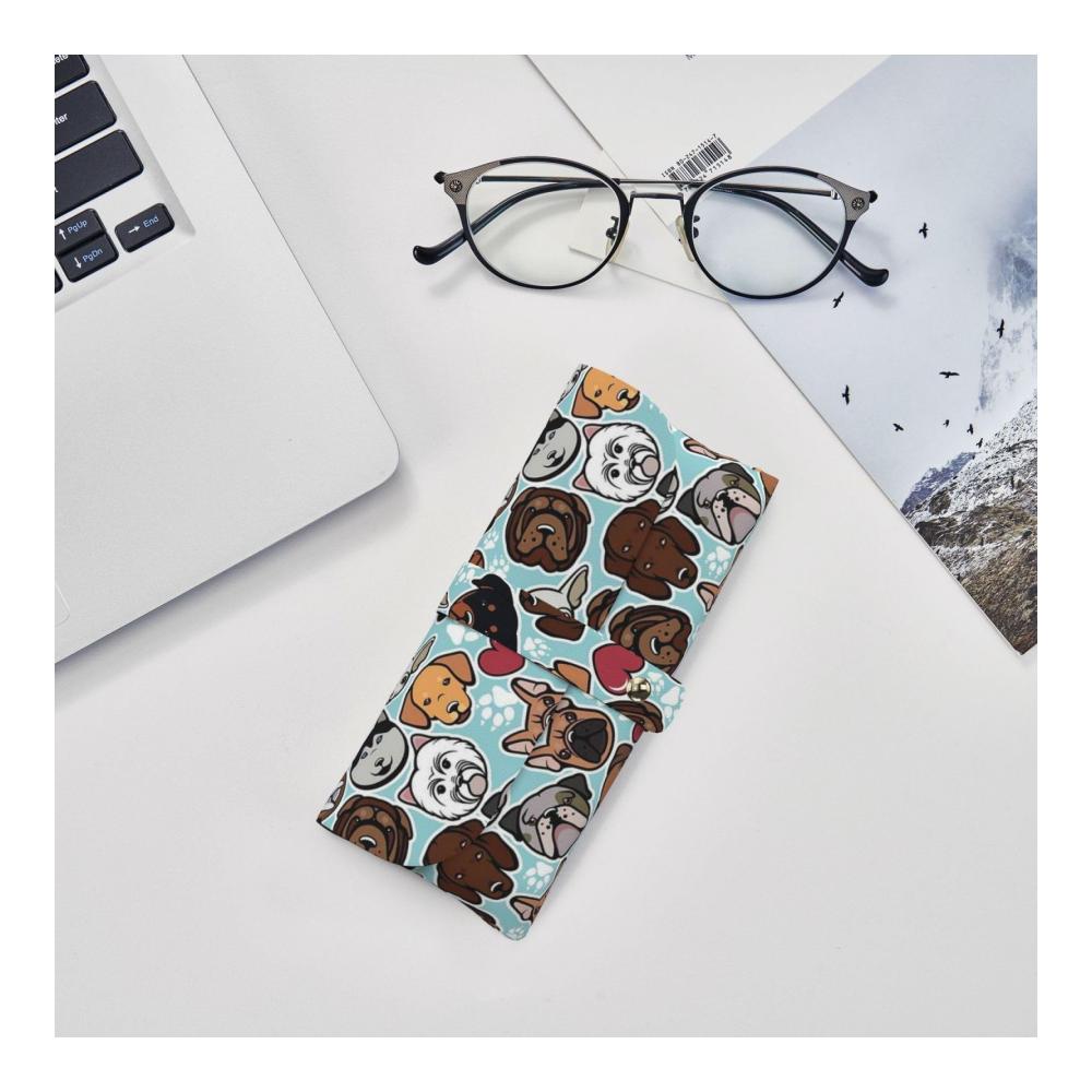 Schützen Sie Ihre Brille mit Stil Modisches Brillenetui aus PU-Leder mit niedlichem Hundeaufdruck für Sonnenbrillen. Weiches trendiges Etui für Ihre wertvolle Brille