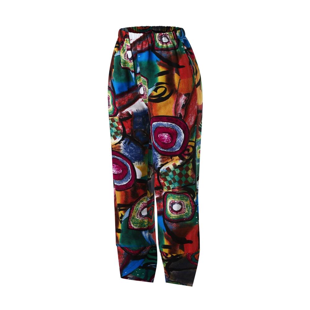 Trendige Damen-Hosen mit Blumendruck elastischem Bund und lässigem Gürtel – Bequeme Weite Hosen für einen stylischen Look
