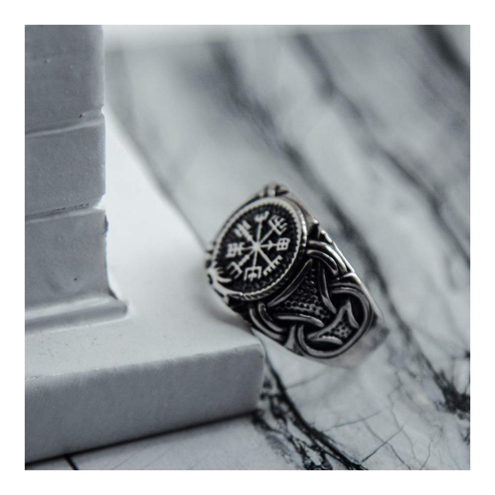 Echte Wikingerkraft Handgefertigte Edelstahlkompass-Ringe - Mystischer Schmuck für echte Abenteurer! Gönnen Sie sich einzigartige Pagan-Ästhetik und Kraft. Perfektes Geschenk