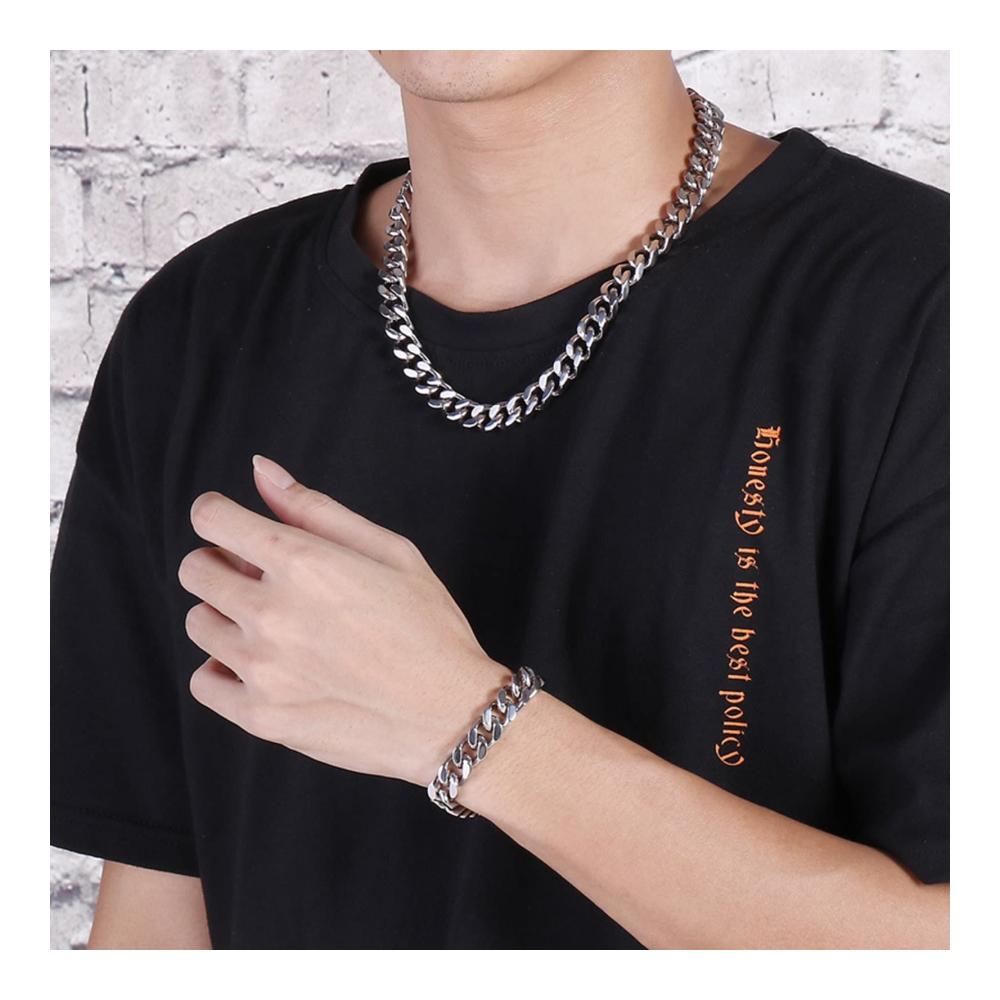 210 x 12 mm Edelstahl-Strangarmbänder Punkrock Panzerketten Armbänder für Herren als Geschenke für Männer Freunde und Familie ohne Edelsteine