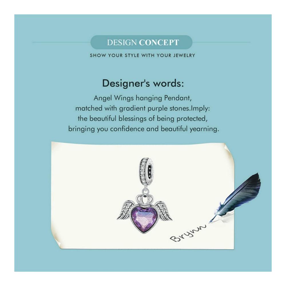 925 Sterling Silber Engelsflügel Herzflügel Bead Charms für Pandora-Armband – Perfekte Damen Geschenke für Geburtstag und Weihnachten! Originale SCC2587