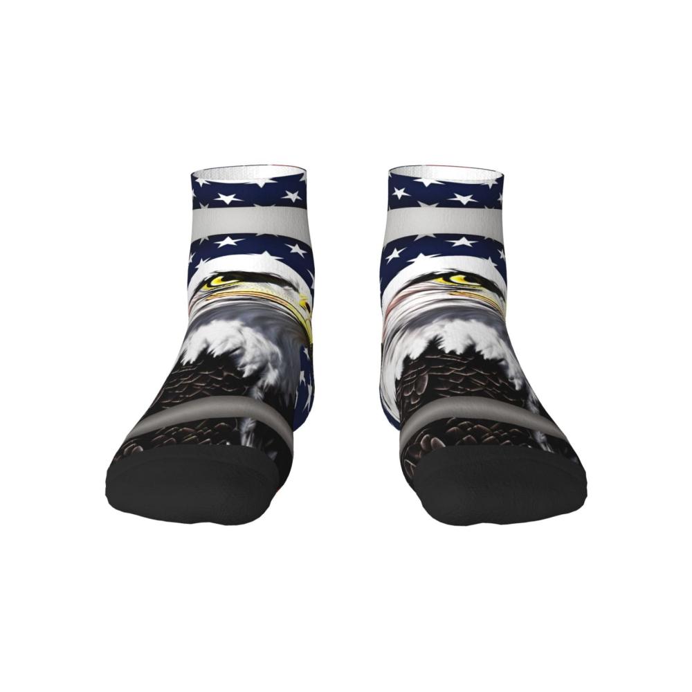 Knöchelsocken in Weißkopfseeadler-Flaggenmuster – Bequeme Socken mit amerikanischen Motiven für Erwachsene – Passend für Männer und Frauen – Einheitsgröße