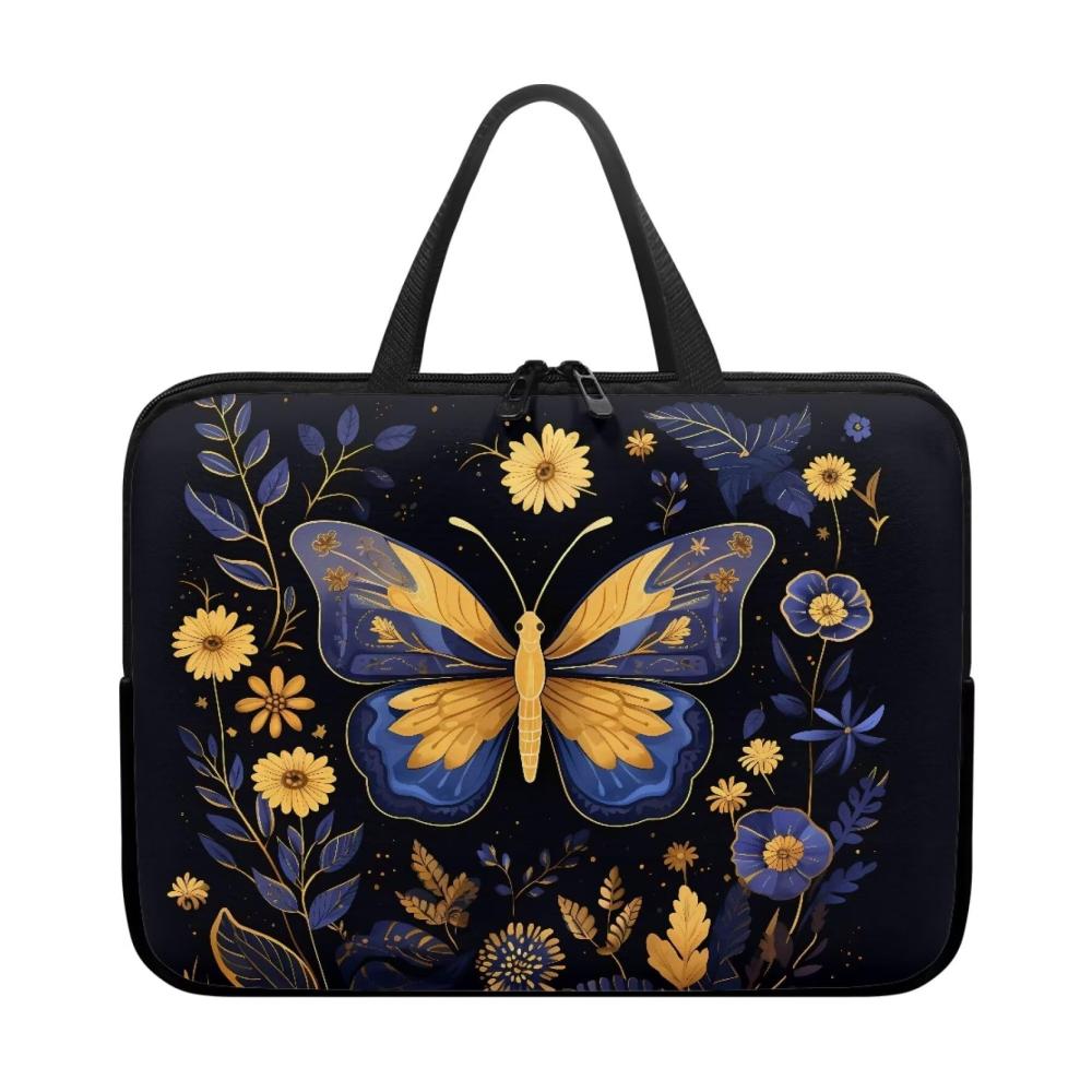 Stilvolle Aktentaschen Laptop-Kurier- und Schultertaschen für Damen und Herren 254-432 cm (10-17 Zoll) Cottagecore Retro Design mit Farnen Blumen und Schmetterlingen 15 Zoll