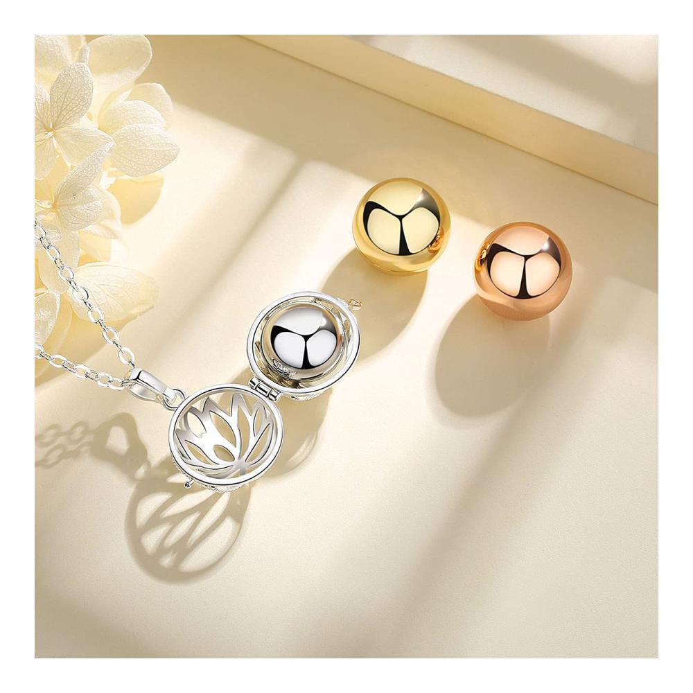 Elegante EUDORA Harmony Ball Kettenasche Urne für Damen | Einäscherungsschmuck in Silberveredelung | Erinnerungsmedaillon für Hund Katze Mutter Vater Oma | Beerdigungssouvenir | 24 Zoll
