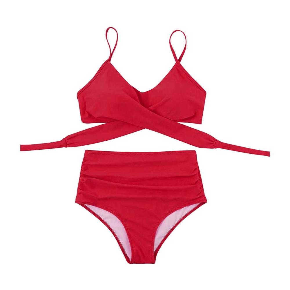 Einzigartiges Damen Bikini-Set Push-Up mit Neckholder Spitze und Schnitt - Zweiteiliges sexy Ensemble für festliche Badezeit - Tankinis-Set inklusive
