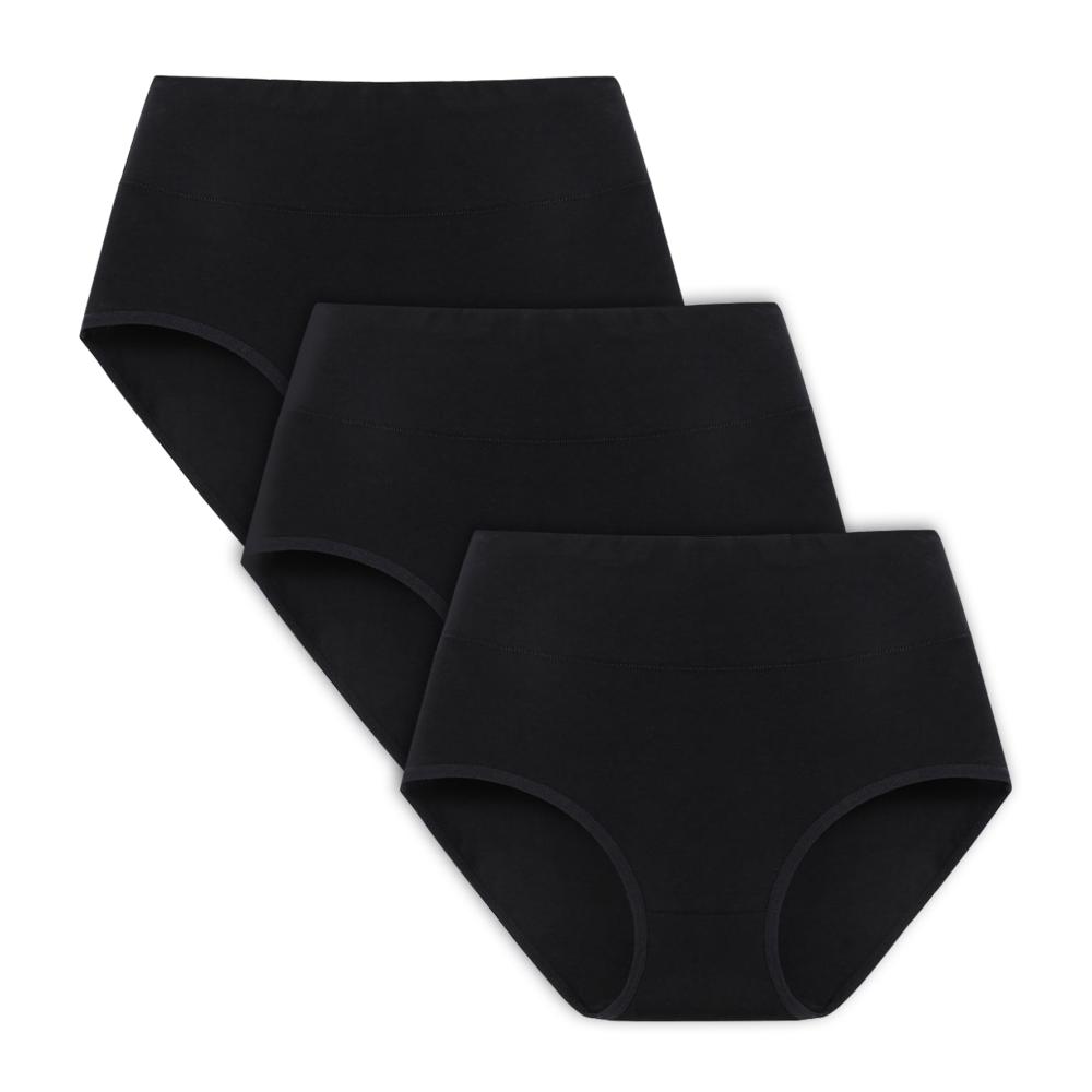 Luxuriöse Damen Unterhosen 3er Pack Baumwollunterwäsche mit hohem Bund für ultimativen Komfort und Atmungsaktivität. Stylische Panties & Hipsters