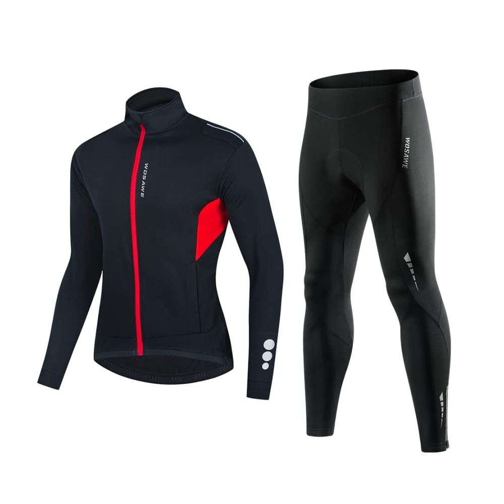 Warme Herren Winterjacke für Radfahren Winddichte Thermo Fahrradjacke mit 3D Gel gepolsterten Radhosen