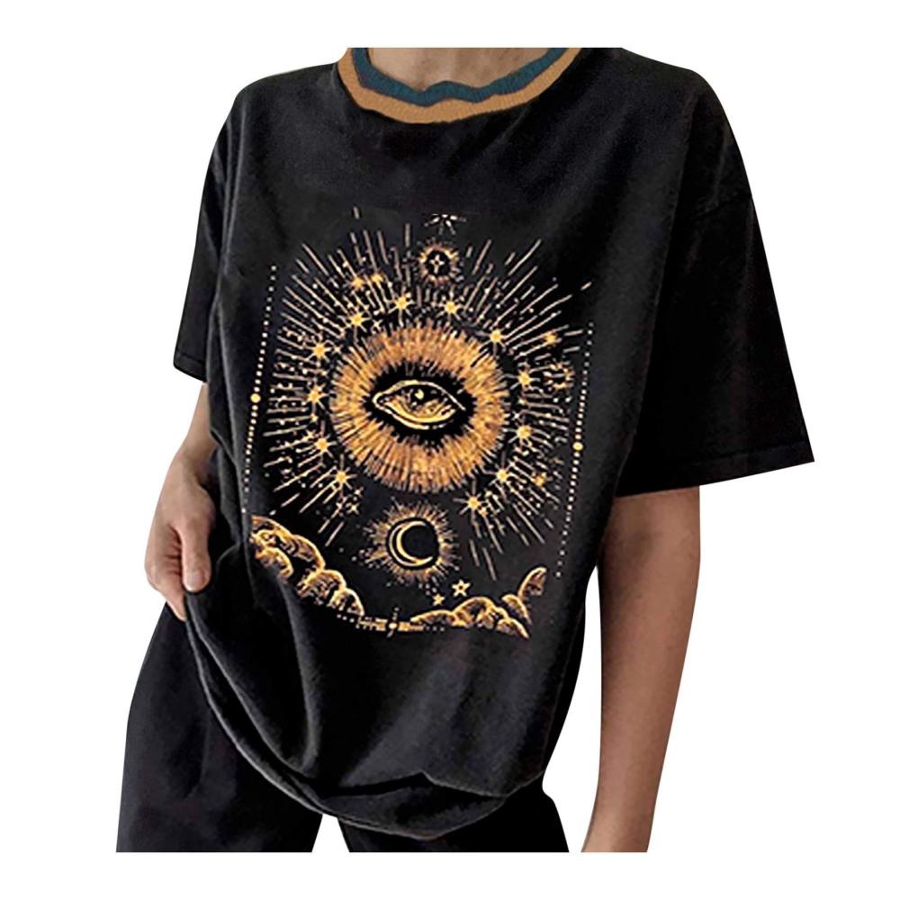 Entdecke den zeitlosen Chic Damen Oversize Vintage T-Shirt mit lässigem Auge-Druck! Perfekt für den Sommer und Streetwear ein Must-Have für trendige Mädchen