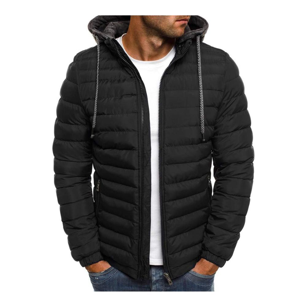 Warme Herren Daunenjacke Leichte Winterjacke mit Steppdesign Reißverschlusstaschen & Kapuze. Perfekt für kalte Tage