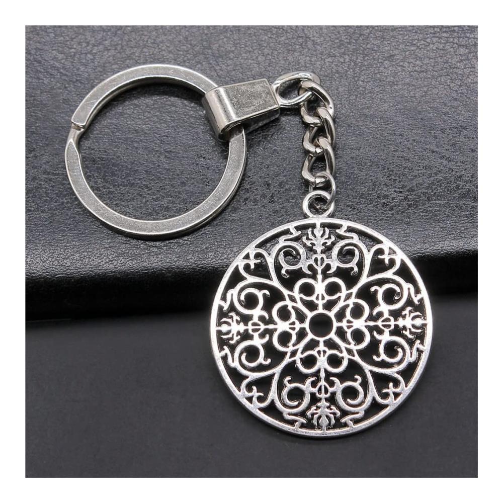 Einzigartiger Herren-Schlüsselanhänger mit Antik-Silber-Mandala-Muster – Stilvolles Accessoire für den Alltag (41 x 36 mm) - Jetzt erhältlich