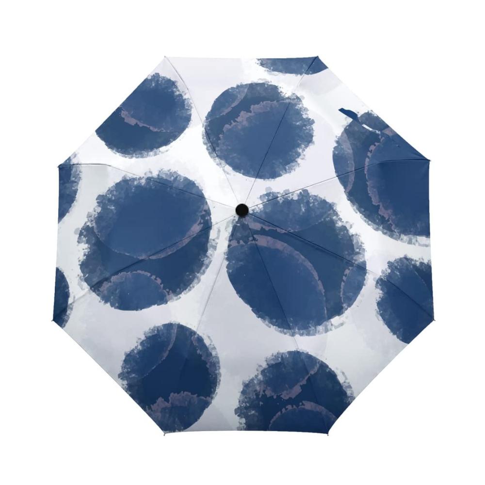 Hochwertiger Stockschirm Automatischer Faltbarer Regenschirm Aquarell Vintage Blau für Herren & Damen - Perfekter Outdoor-Schutz auf Reisen - 1St