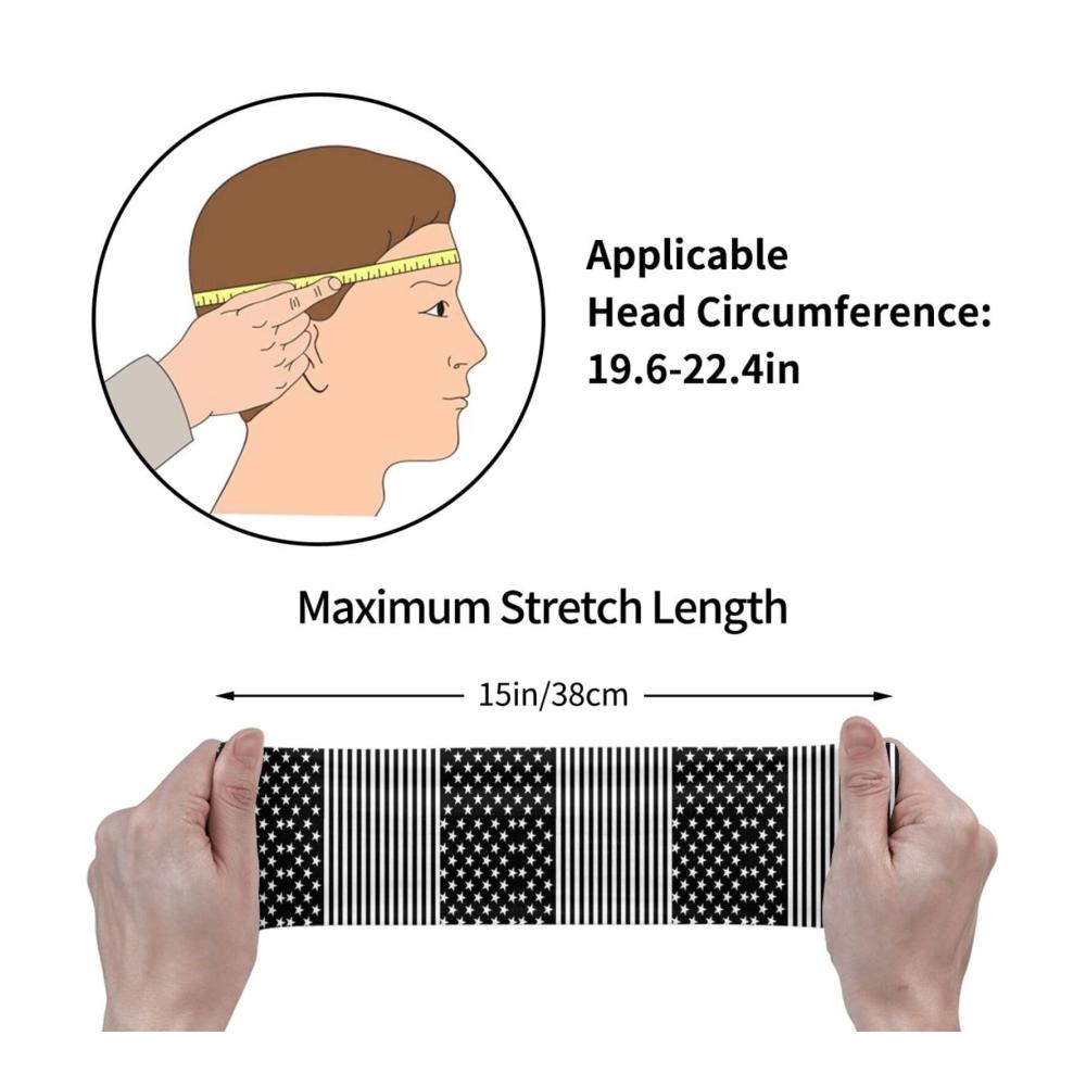 Elastisches Sport- und Fitnessband mit US-Flagge für Damen und Herren ideal für Laufen Wandern Angeln Yoga schwarz-weiß