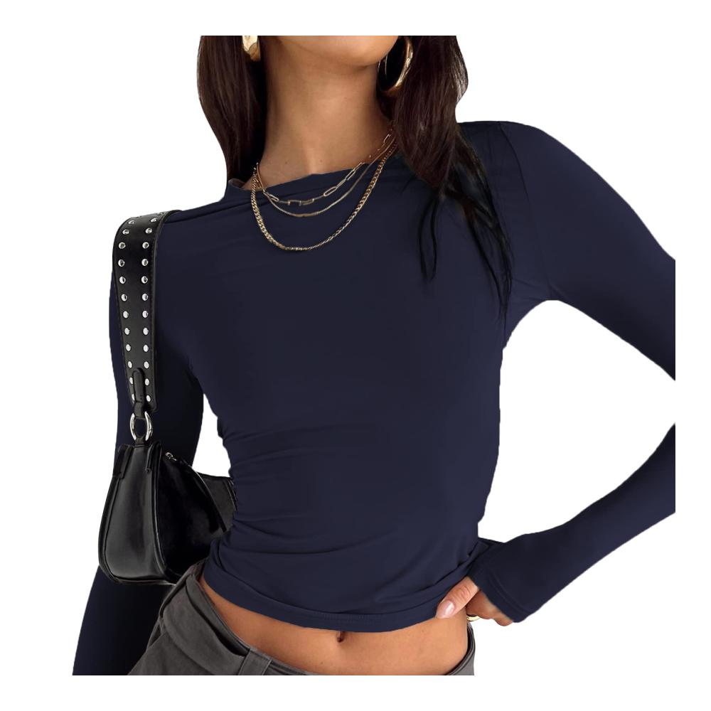 Sfit Langarmshirt Damen - Trendiges Slim Fit Crop Top für stylische Y2K Looks. Vielseitig kombinierbar mit Rundhalsausschnitt und athletischem Design. Jetzt exklusiv bei  entdecken