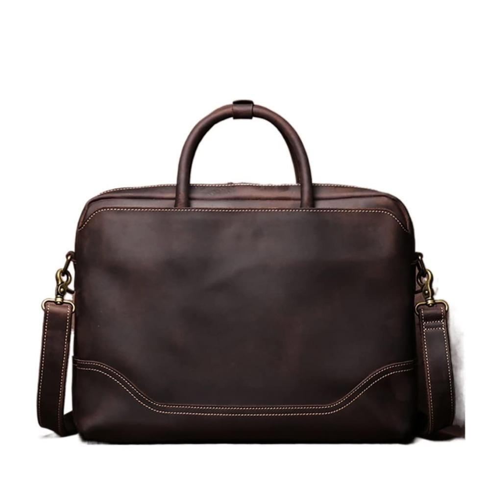 Klassische Echtleder Aktentasche Stilvoller Begleiter für Herren. Hochwertiges Vintage-Design perfekt für den lässigen Business-Look. 156 Zoll Laptopfach inklusive