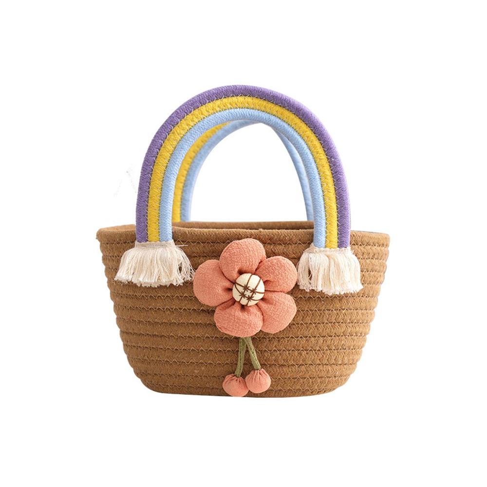 Entdecke die ultimative Shopper-Tasche Gewebte Strand-Tragetasche für Frauen mit süßen Details und Regenbogen-Griff. Perfekt für Pendeln Dating und Strandtage