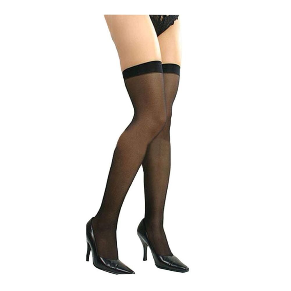 Damen Oberschenkelhohe Stay-Up-Strumpfhosen mit Rückennaht transparente Mikrofaser-Strümpfe über Knie Set mit 3 Paar in Hautton Einheitsgröße