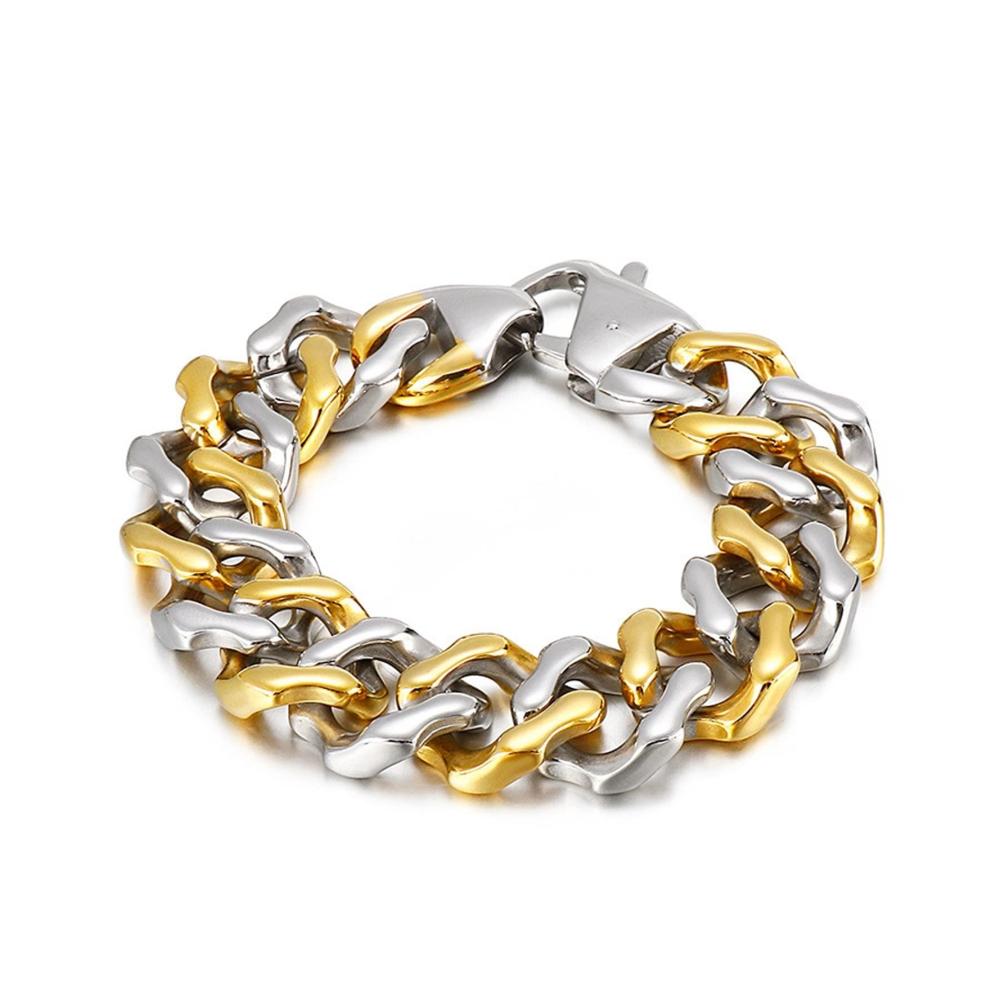 Edelstahl-Strangarmbänder Figaro-Kettenglieder Bicolor-Panzerkette Modisches Wickelarmband für Hip-Hop-Liebhaber und Herren Länge wählbar