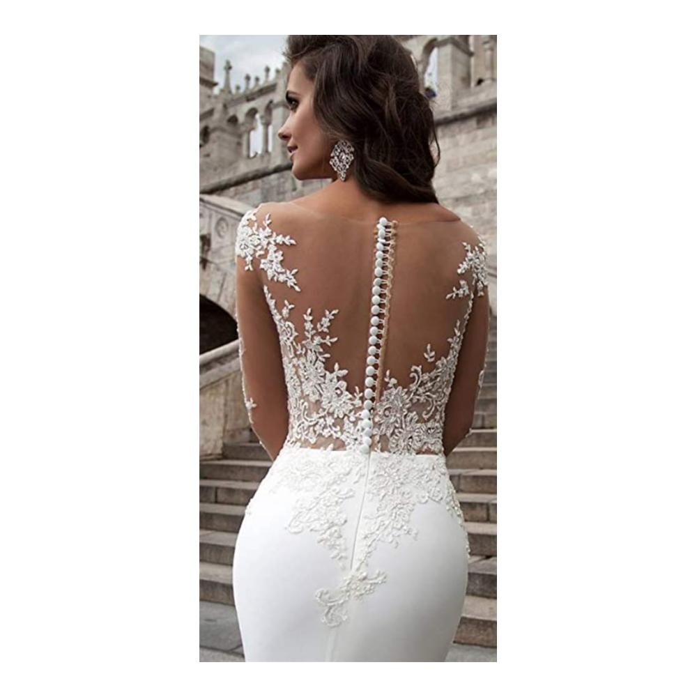 Einzigartiges Brautkleid Meerjungfrau-Stil mit zarter Spitze und langen Ärmeln - Perfekt für Ihren großen Tag! Exquisite Eleganz in Satin für die moderne Braut