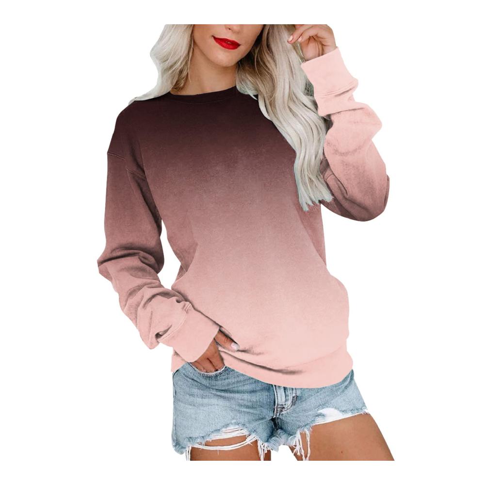 Damen-Pullover Sweatshirt Damen Langarm Rundhals Loose Casual Gradient Sweatshirt Bluse Streetwear Sweater Top Oberteil für Herbst Winter