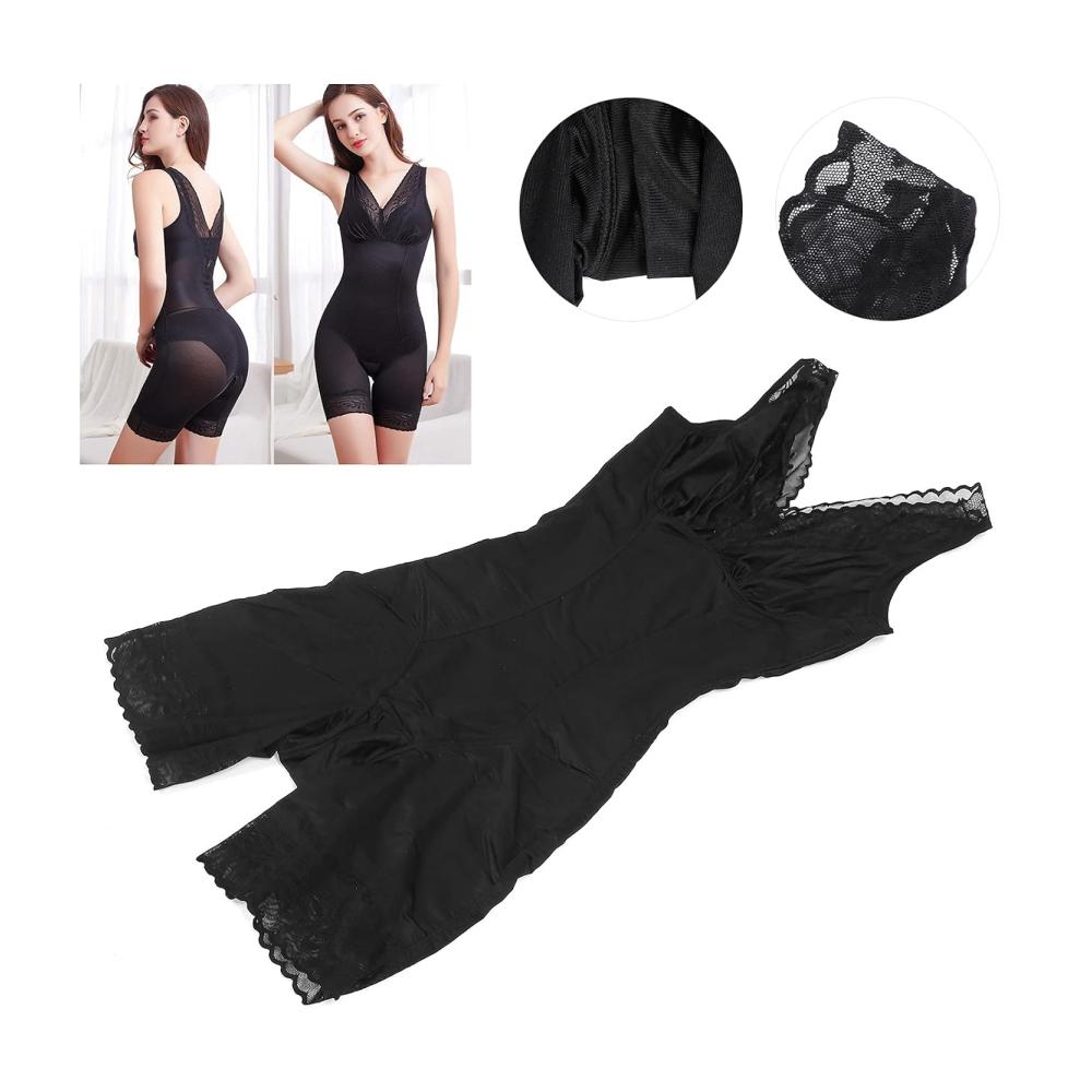 Figurformende Bodys V-Form offenes Dekolleté Bauchkontrolle hohe Elastizität Nylon Postpartum Taille Trainer Büste Schwarz Größe M
