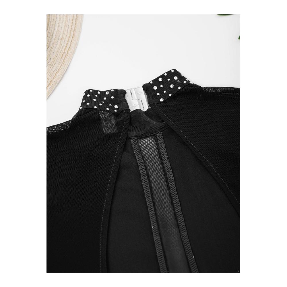 Entzückendes Mädchen Eiskunstlauf Kleid Langärmeliges Ballettkleid mit Glitzer Pailletten und Blumen. Perfekt für Rollschuhlaufen Ballett Gymnastik und Tanz