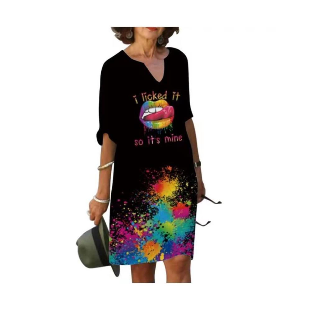 Entzückendes XXL Damenkleid Locker geschnitten mit Rüschen toller Print für Casual Party & Eleganz. Perfekt für Plusgrößen. Holen Sie sich jetzt