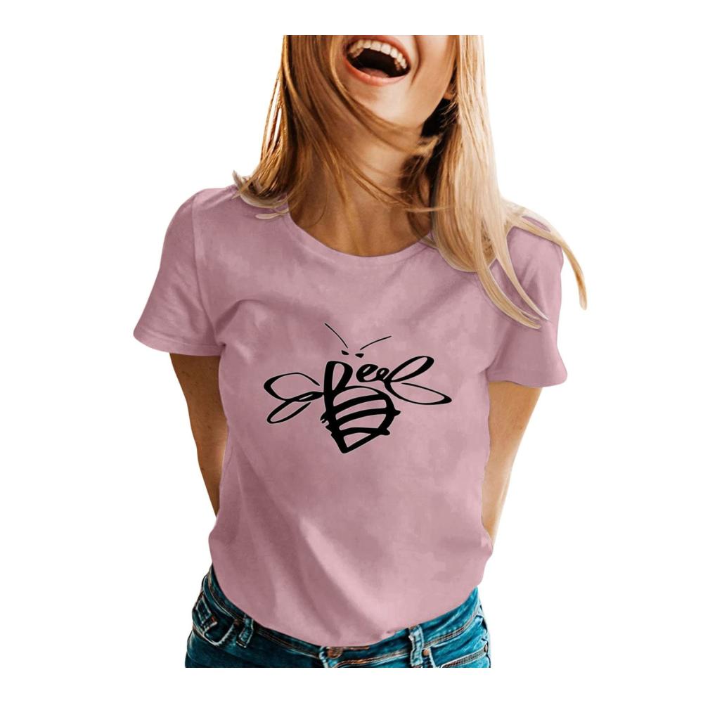 Entzückendes Damen T-Shirt mit Bienenprint - Perfektes Oberteil für Bienenliebhaberinnen - Sommerliche Kurzarmmode für Mädchen und Frauen - Ein Must-have für den Imkerei-Look