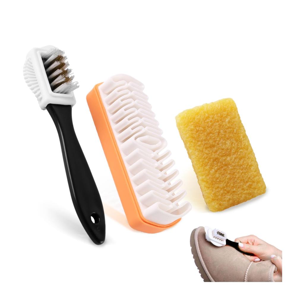 Perfekte Pflege für Ihre Schuhe Premium Schuhbürsten-Set für Wildleder Nubuk & Velour. Inklusive Kreppbürste Raulederbürste Messingborsten & Reinigungstuch. Holen Sie sich den Glanz