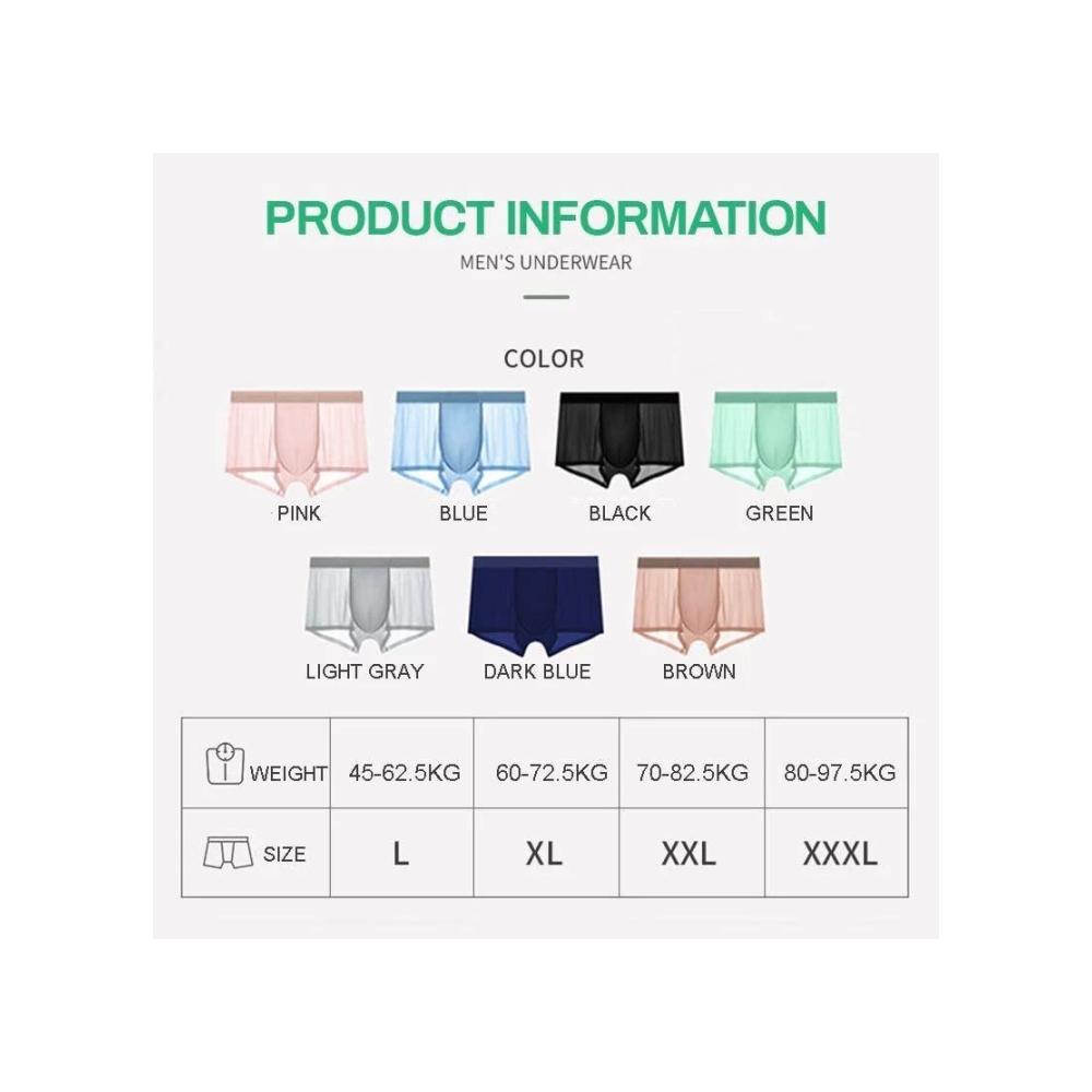 6er Pack Herren Boxershorts Eisseide atmungsaktiv ultraweich hauchdünn mit Netzstoff für Unsichtbarkeit - Komfort in Perfektion
