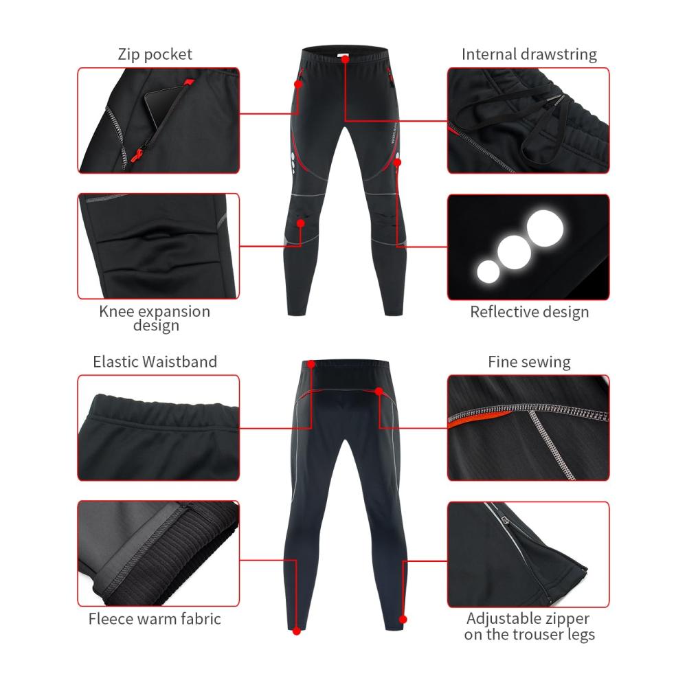 Herren Thermo-Fleece-Fahrradhose Winddichte reflektierende warme Jogger-Hose für Radfahren Laufen und Wandern