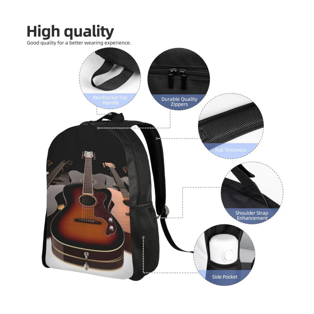 Entdecke den perfekten Begleiter für deine Abenteuer! Leichter Tagesrucksack mit Gitarren-Print - ideal für Schule Wandern Reisen & Camping. Unisex und stylisch