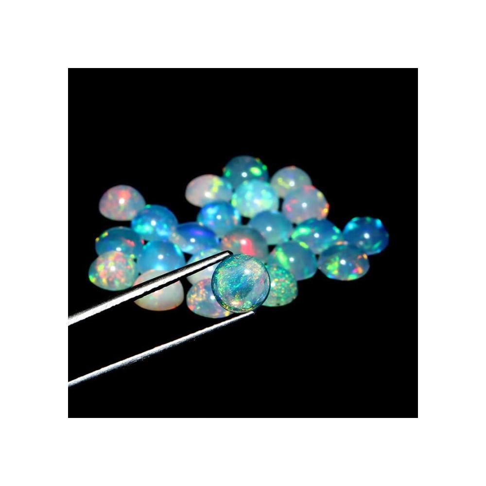 Natürliche äthiopische Opal-Edelsteine runde Cabochons für Schmuckherstellung Stein-Einlegearbeiten 3er-Set mit 075 ct