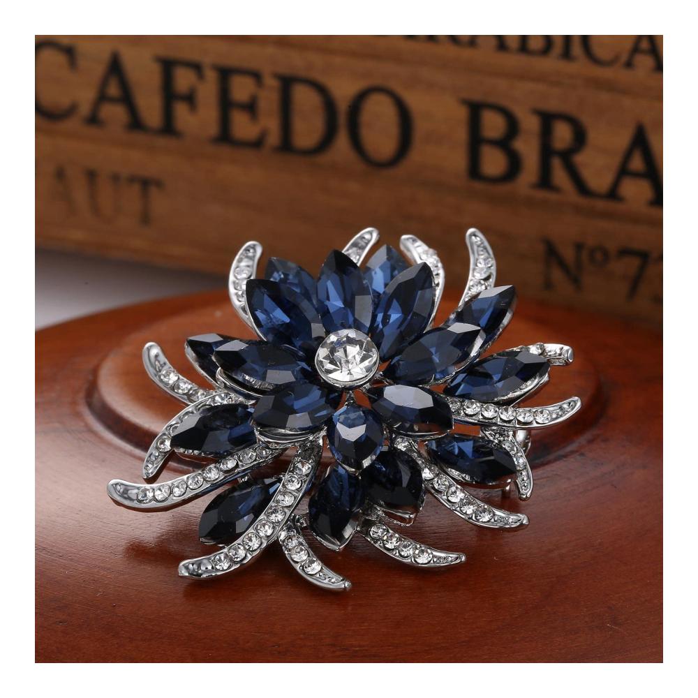 Entzückende Broschen & Anstecknadeln Elegante Blumen-Pins für Frauen Hochzeits-Schmuck & Modeaccessoires in tiefem Blau - Ideale Geschenke für jeden Anlass