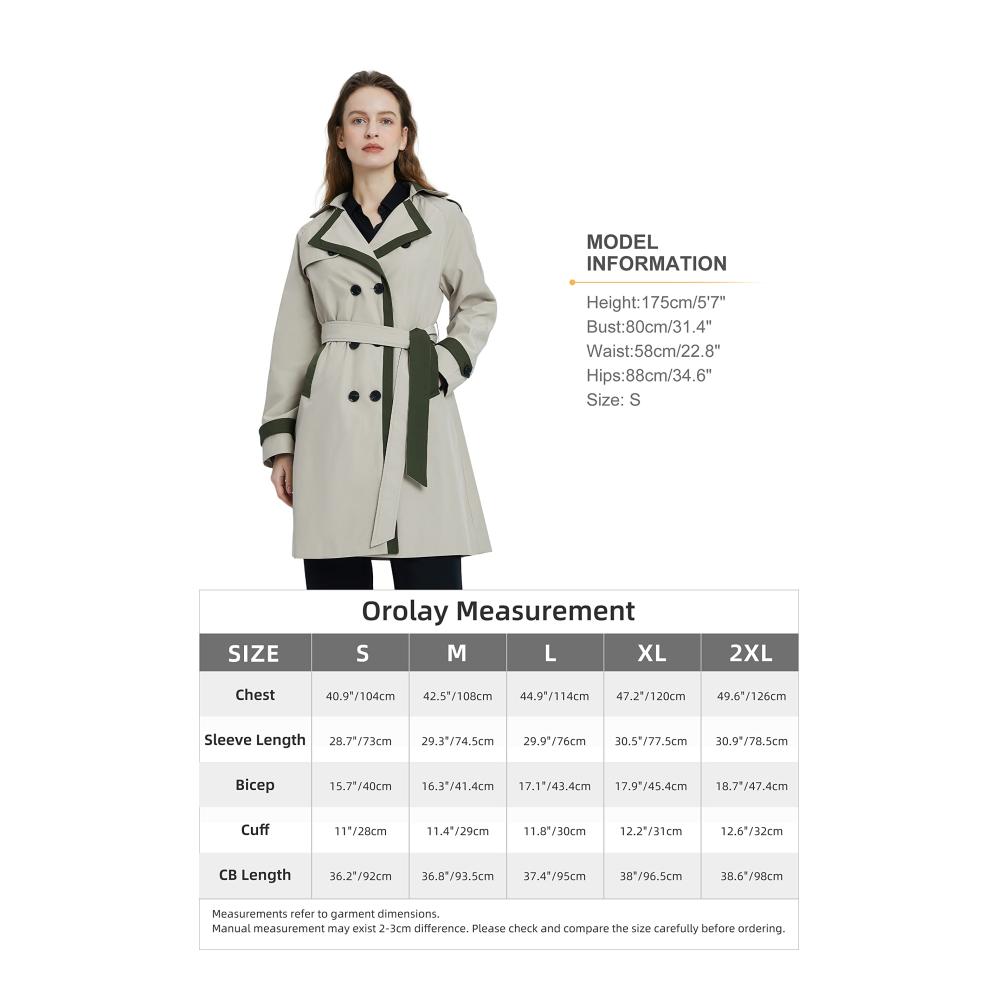 Elegantes Damenlanger Herbstmantel Trenchcoat Revers Zweireihiger Stilvoller Damenmantel mit Gürtel wasserdicht Winddicht Jacke