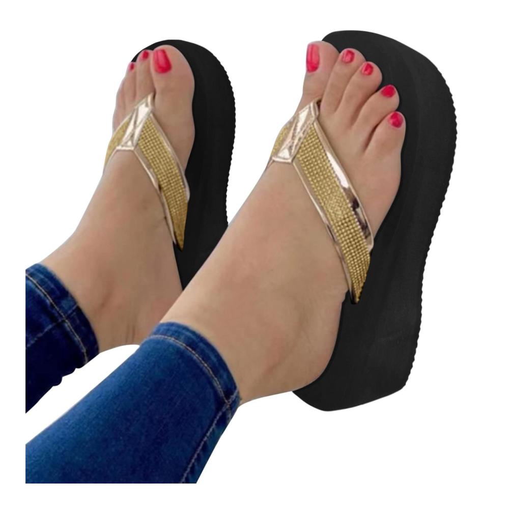 Entdecken Sie den ultimativen Komfort Sport Sandalen & Folien für Damen – Strass besetzte Open Toe Flip Flops mit Keilabsatz und Plateau perfekt für den Sommer