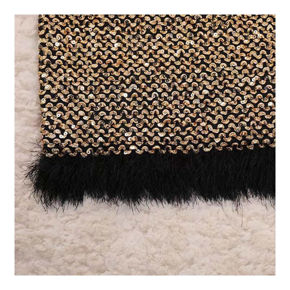 Attraktiver Business-Rock Damen-Hüftabdeckungsrock mit Pailletten hoher Taille und Quasten-Detail. Perfekte Passform für den geschäftigen Tag. Erfrischen Sie Ihren Stil jetzt