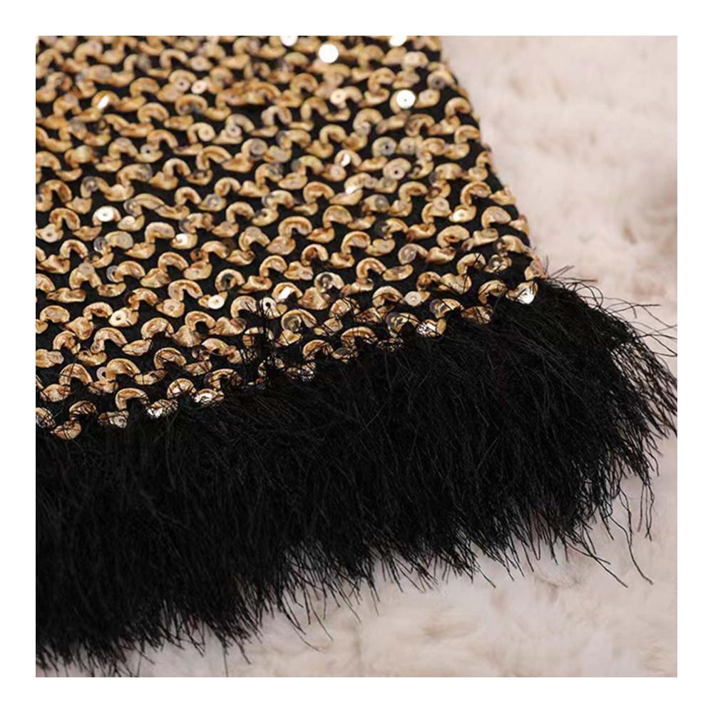 Attraktiver Business-Rock Damen-Hüftabdeckungsrock mit Pailletten hoher Taille und Quasten-Detail. Perfekte Passform für den geschäftigen Tag. Erfrischen Sie Ihren Stil jetzt