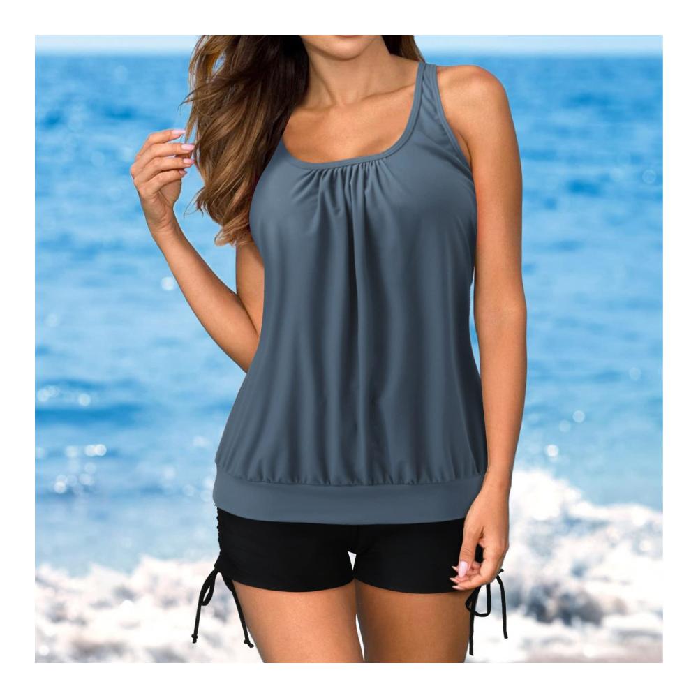 Figurformender Tankini Bikini mit Bauchweg-Effekt Stilvolle Damen-Bikinihosen für den Sommer Breite Schultergurte